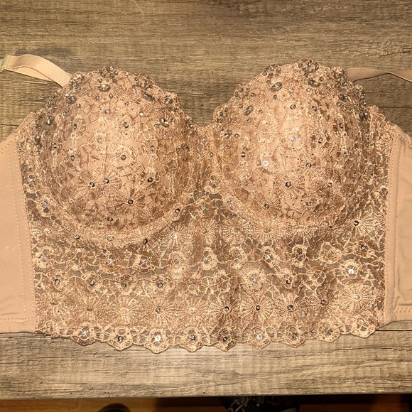 Lichtroze Push Up Strass Bustier